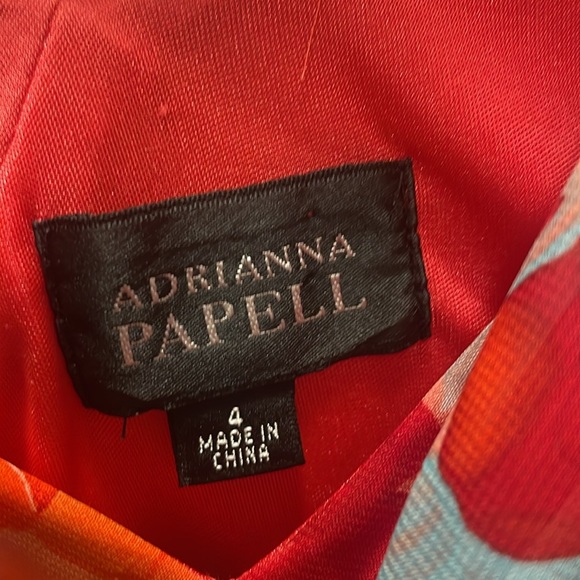 Adrianna Papell V-Neck Faux Wrap Dress in Multi Floral Womens Size 4 Sleeveless - Picture 3 of 4